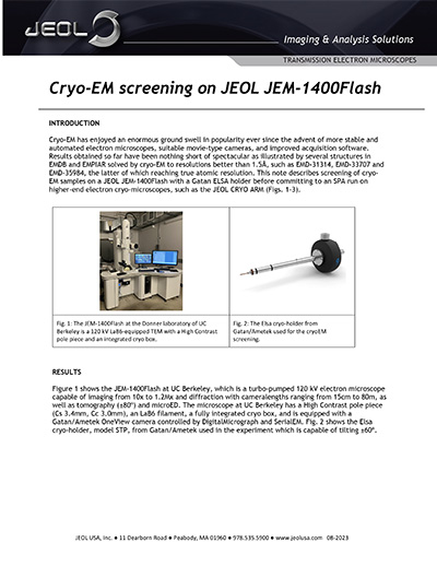 Cryo-EM Screening on JEOL JEM-1400Flash